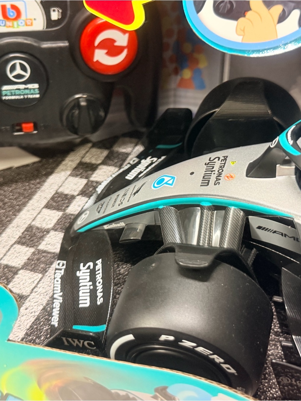 Remote Control Racing Car with Steering Wheel Controller - Black & Blue - Picture 8 of 12